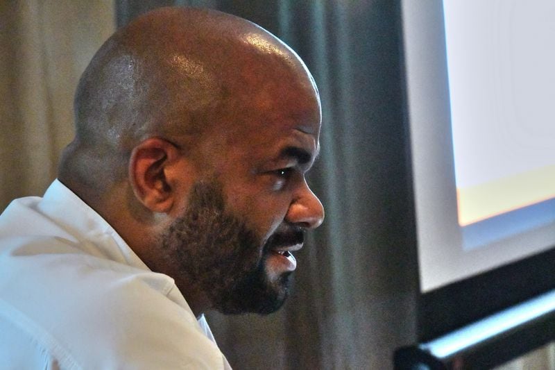 Daryl Shular led a new student presentation at a cooking school in Tucker in this October 4, 2021 file photo. (Chris Hunt for The Atlanta Journal-Constitution)