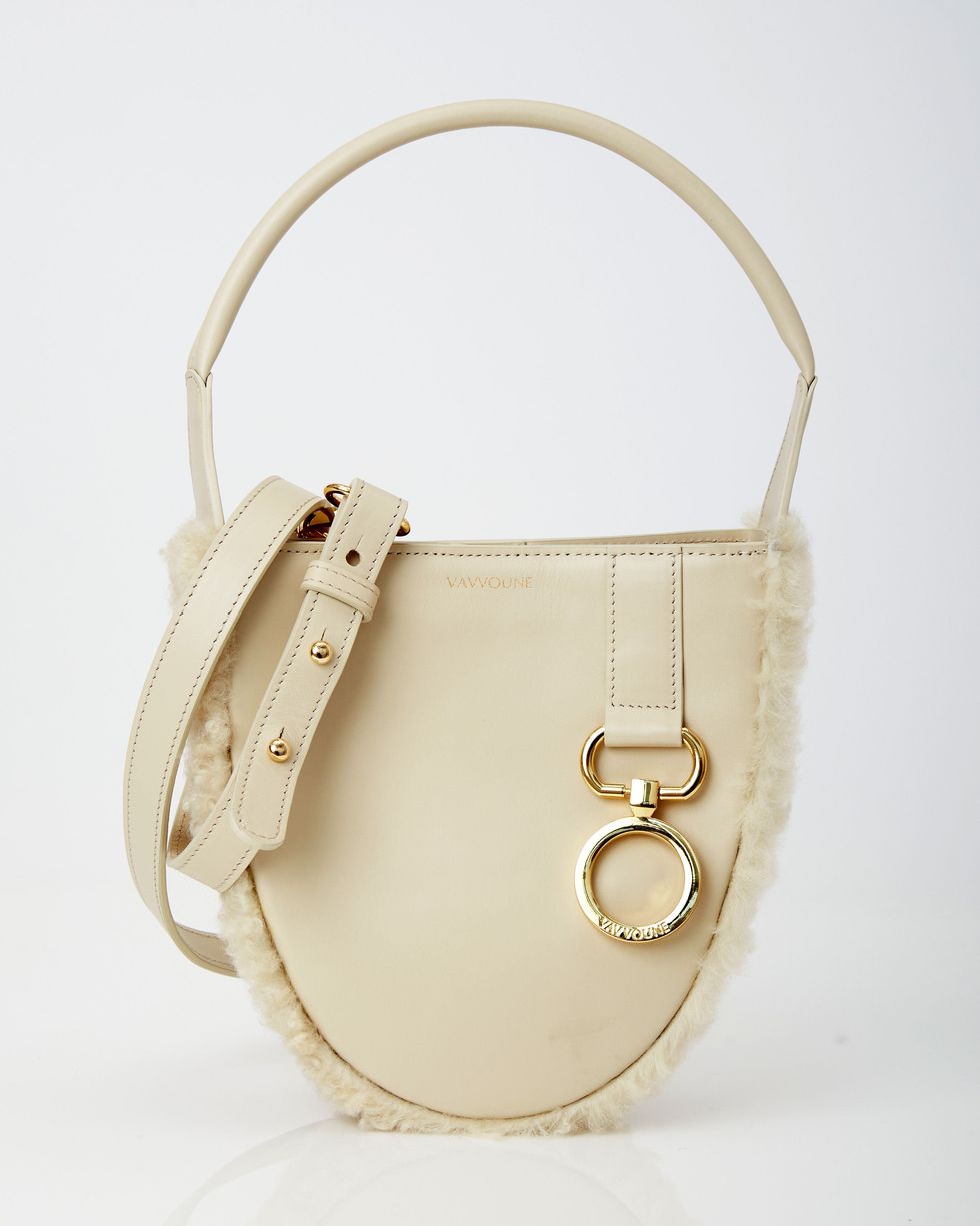 Mirey Teardrop Creme + Shearling Bag