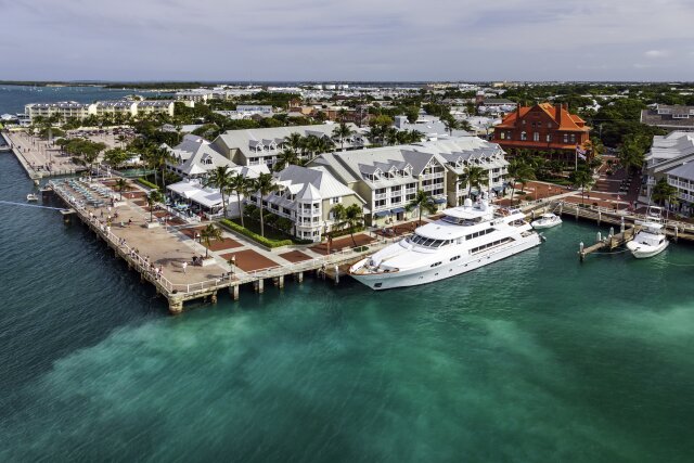 Cruise ship view of the Mallery Square pier at Key West, Florida