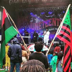 Juneteenth celebration with flags