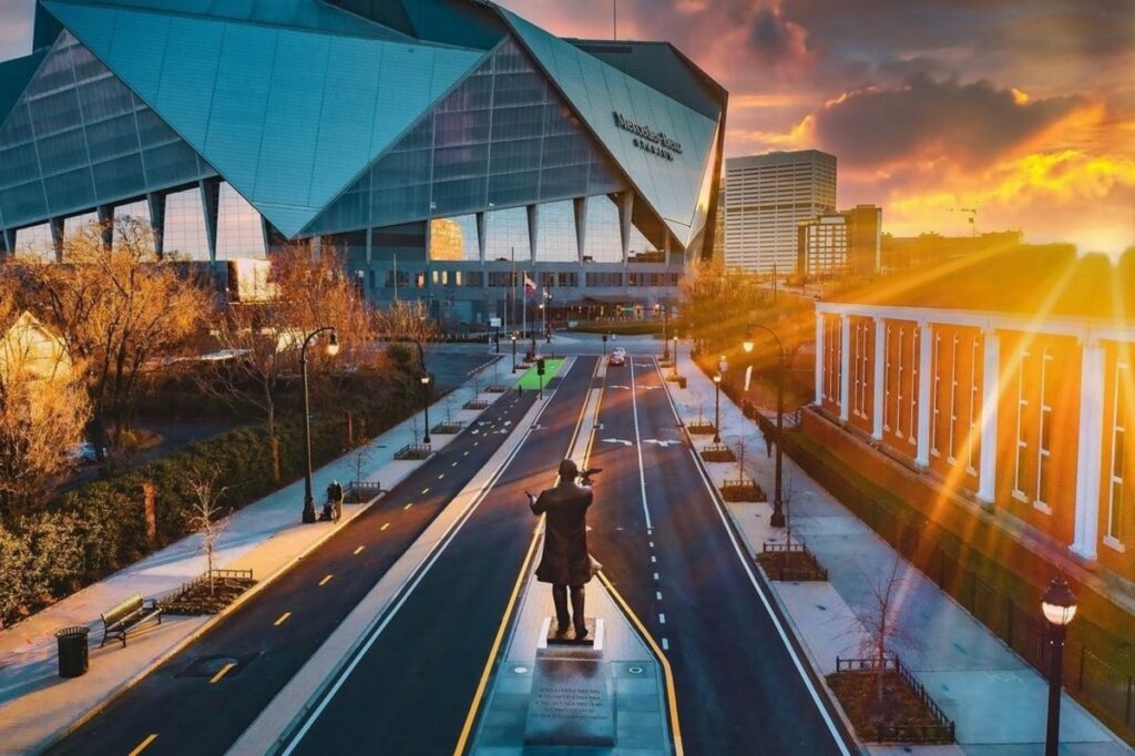 Martin Luther King monument near the Mercedes Benz Stadium