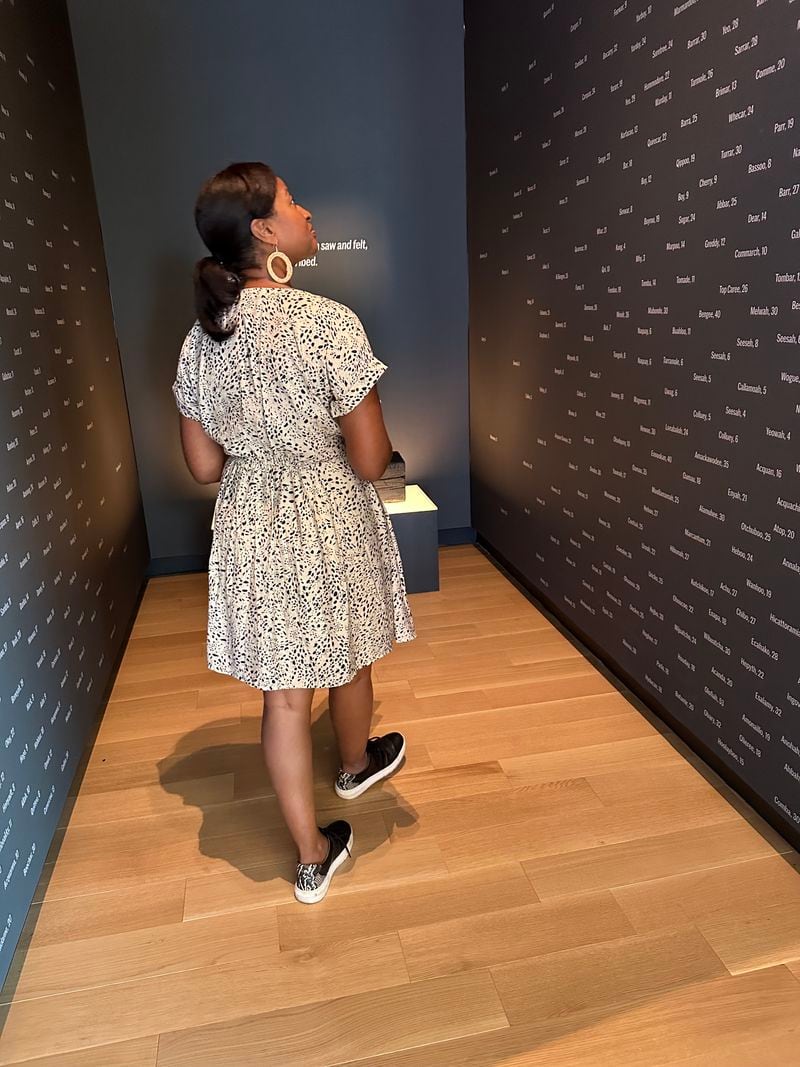 An exhibit at the International African American Museum in Charleston features the names and ages of African people who came through the Port of Charleston. Courtesy of Nedra Rhone