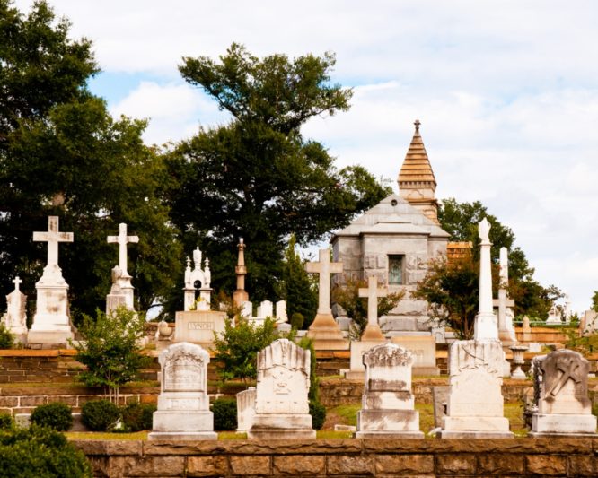 old looking cemetery with lots of cross graves
