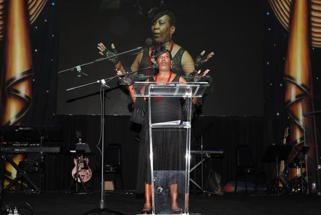 WBTT's Board of Trustees Chair, Doris Johnson, speaks to over 400 guests at tonight's event. The Westcoast Black Theatre Troupe’s 22nd Anniversary Gala was held on Saturday, December 4, 2021 at the Circus Arts Conservatory’s Sailor Circus Arena in Sarasota, Florida. The event titled “A Night at the Savoy” turned the arena into a replication of New York City’s famous Harlem public, no-discrimination ballroom, The Savoy, which was in operation from 1926 – 1958. WBTT uses funds for education, artist development and a mentoring program geared toward underserved young people.