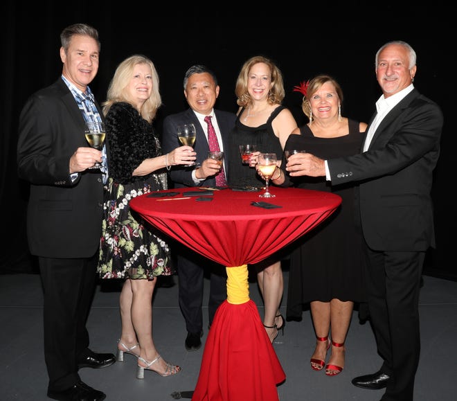 From (L) Guests Lee and Jenny Duffey, Horace and Lorrie Liang and Debbie and Gino Lamarca are looking forward to an evening of entertainment and good food after the fun-filled cocktail hour. The Westcoast Black Theatre Troupe’s 22nd Anniversary Gala was held on Saturday, December 4, 2021 at the Circus Arts Conservatory’s Sailor Circus Arena in Sarasota, Florida. The event titled “A Night at the Savoy” turned the arena into a replication of New York City’s famous Harlem public, no-discrimination ballroom, The Savoy, which was in operation from 1926 – 1958. WBTT uses funds for education, artist development and a mentoring program geared toward underserved young people.