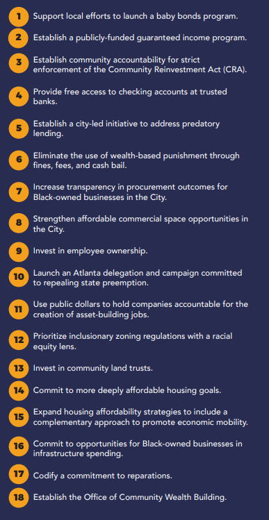 18 solutions for building Atlanta's Black wealth A list of the 18 recommendations and solutions found in the report