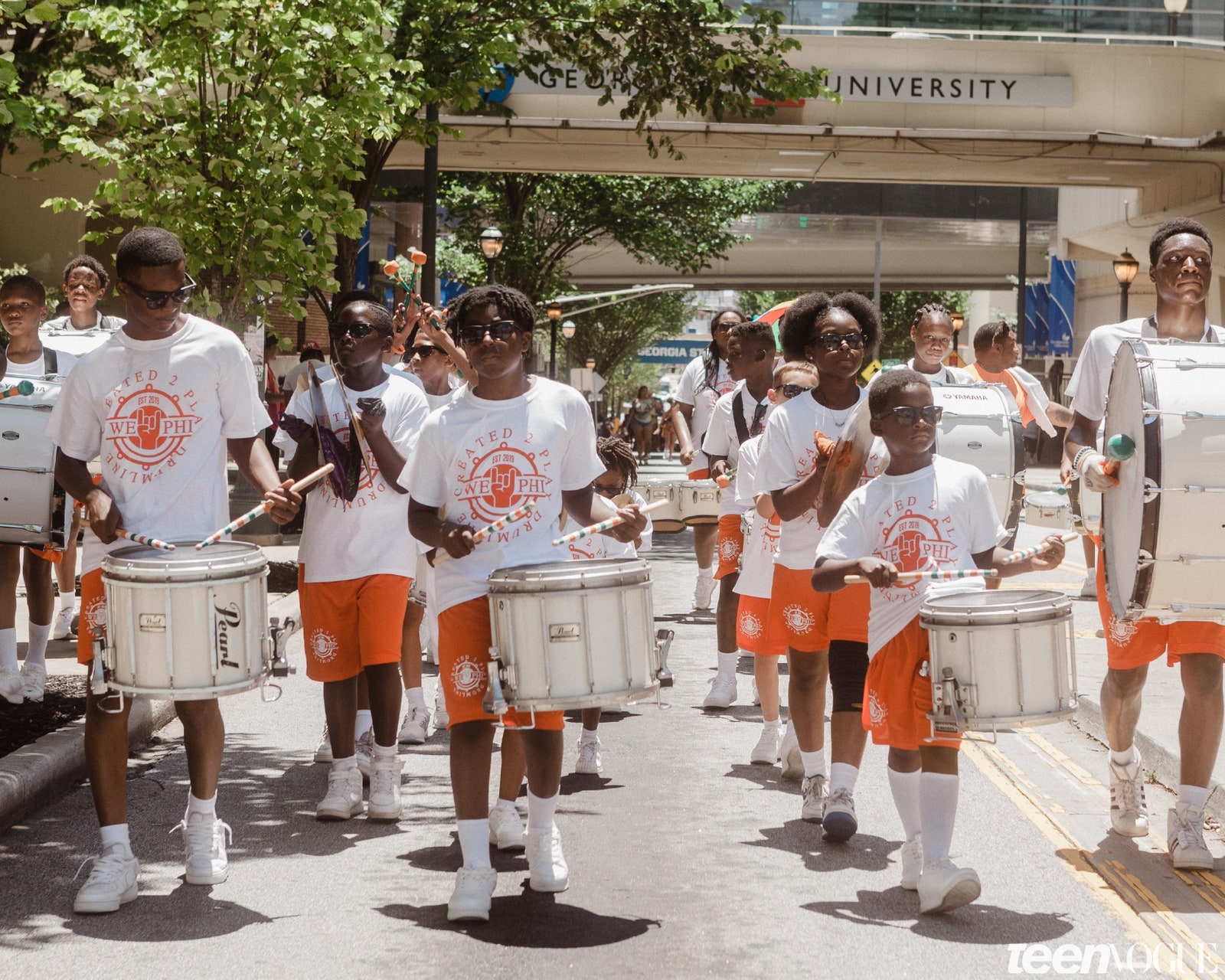 Drummers marching in Juneteenth Parade