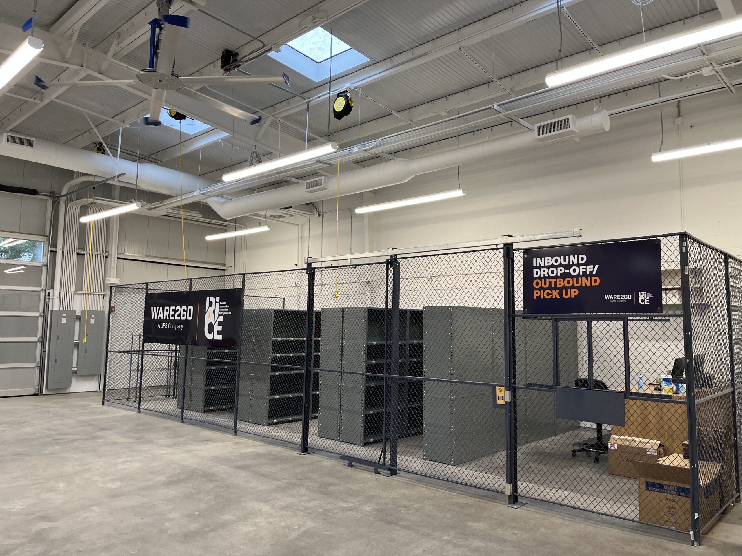 A small warehouse along with a UPS Store are located inside the facility