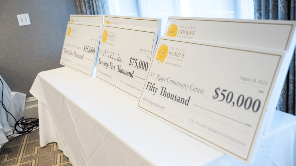 Checks from the Atlanta Women's Foundation that were distributed to local nonprofits