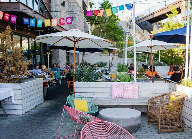 Gorgeous patio during brunch at Atlanta's Buena Vida Tapas & Sol