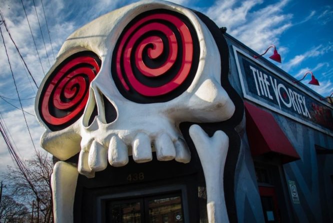 Exteriors of buger bar The Vortex in Little Five Points