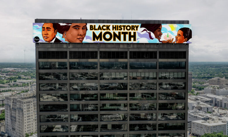 Artist creates digital mural for Black History Month atop 100 Peachtree