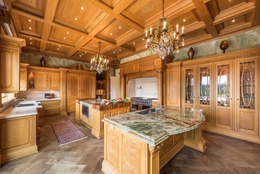  Two kitchen islands sit in the estate's luxurious cooking space