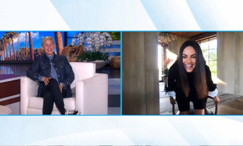 Mila Kunis Wears Gym Shorts During Virtual Ellen Appearance Mila Kunis Wears Gym Shorts During Virtual Ellen Appearance