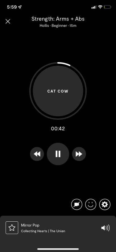 Screenshot of Mirror app in-class controls