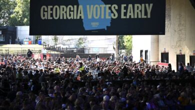 Kamala Harris returns to Georgia to rally voters as state’s early voting numbers surge