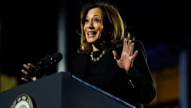 Kamala Harris’s final stump speeches: No mention of Trump