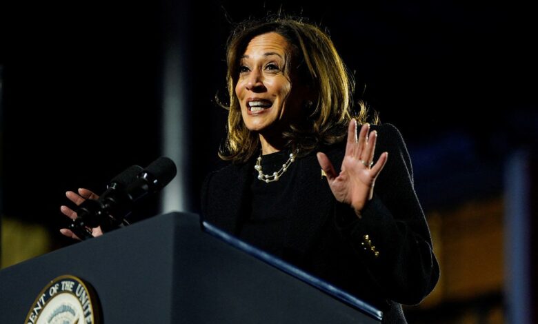 Kamala Harris’s final stump speeches: No mention of Trump